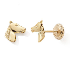 BOUCLE D'OREILLES CHEVAL OR JAUNE