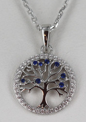 COLLIER 925 OXYDES BLEUS CERCLE15MM ARBRE DE VIE