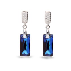 Boucles d'oreilles Baguette argent cristal