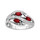 COLLIER ARGENT RHODIE 3 NAVETTES PIERRES ROUGE SYNTHETIQUE E