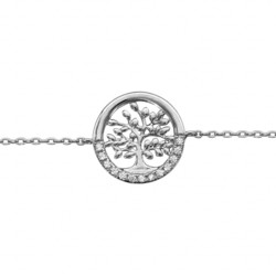 BRACELET ARGENT RHODIE ARBRE DE VIE OXYDES BLANCS