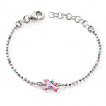 BRACELET 925 TT ARGENT LAQUE LICORNE BOULES BLEU ROSE  