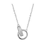 Collier argent rhodie 2 anneaux eoxydes de zirconium