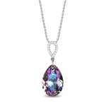 Collier Birne argent rhodi  cristal 