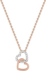 Collier plaqu or rose double  coeur oxyde de zirconium