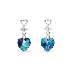 Boucles d'oreilles Petite Heart argent rhodi  cristal