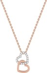 Collier plaqu or rose double  coeur oxyde de zirconium