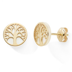 Boucles d'oreilles ao jaune 9 carats arbre de vie