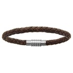 Bracelet acier charms fermoir aimant et visse cuir marron