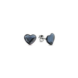 Boucles d'oreilles Heart studs argent rhodi  Cristal