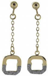 Boucles d'oreilles or375 jaune carre glitter bico N11340