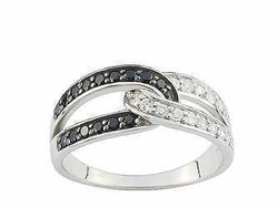 Bague argent oxyde blanc et oxyde noir