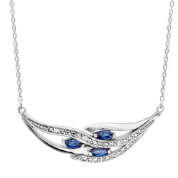 COLLIER ARGENT RHODIE 3 NAVETTES PIERRES BLEU SYNTHETIQUE 