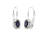 Boucles d&#039;oreilles saphir &amp; oxydes Or blanc 9 carats