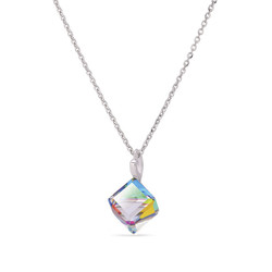 Collier Cube argent rhodi Swaroski