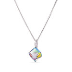 Collier Cube argent rhodi Swaroski