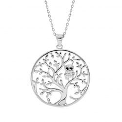 collier argent arbre de vie et hibou