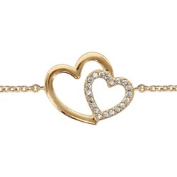 BRACELET PL OR DOUBLE COEUR CROISE OXYDES 