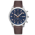 Montre Homme CRITERIUM Cadran Bleu Bracelet Cuir Brun