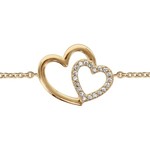 BRACELET PL OR DOUBLE COEUR CROISE OXYDES 