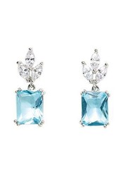 Boucles d'oreilles argent oxyde blanc & Bleu