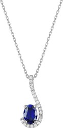 Collier argent rhodi saphir & oxydes