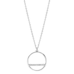 COLLIER ARGENT RHODIE PENDENTIF CERCLE ET BARETTE OXYDES BLA