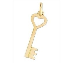 Pendentif clef coeur Or jaune 18 carats