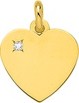Pendentif coeur  graver or jaune 9 carats
