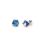 Boucles d&#039;oreilles Cube Studs argent rhodi  cristal  