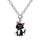 COLLIER ARGENT RHODIE MOTIF INFINI AVEC CHAT EMAILL 