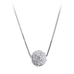 Collier argent boule strass blanc