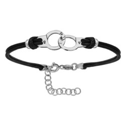 Bracelet argent rhodi cordon noir