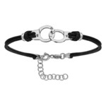 Bracelet argent rhodi cordon noir