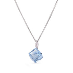 Collier Cube argent rhodi  cristal