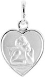 Mdaille coeur Ange argent rhodi