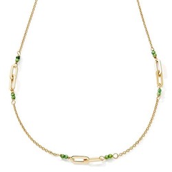 COLLIER OR JAUNE MAILLONS + BOULE OZ VERTES