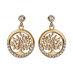 Boucles d'oreilles  plaqu or arbre de vie