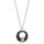 COLLIER ARGENT RHODIE PENDENTIF ROND CERAMIQUE NOIRE EVIDE C