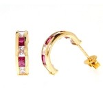 BOUCLES D&#039;OREILLES OR JAUNE RUBIS SYNT OZ