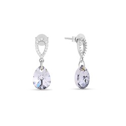 Boucles d'oreilles Pear Drop argent rhodi  cristal