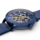 Montre Homme Automatique Squelette Bleu bracelet milanais 