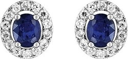 Boucles d'oreilles or 9 carats saphir et oxyde de zirconium