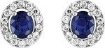 Boucles d&#039;oreilles or 9 carats saphir et oxyde de zirconium