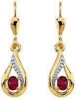 Boucles d'oreilles pendante plaque or rubis