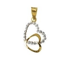 Pendentif coeur oxydes or jaune 9 carats