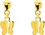 Boucles d&#039;oreilles clous pendante papillon or jaune