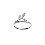 BAGUE ARGENT RHODI RAIL OXYDES BLANCS SERTIS ET 3 NAVETTES