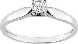 Solitaire diamant pastill or blanc 9 carats 0ZA677GB4