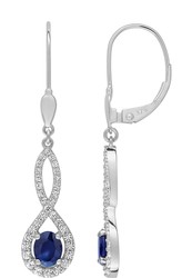 Boucles d'oreilles pendante saphir & oxydes or blanc